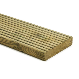 Prkno terasové Borovice - drážkované, 25x130x5000 mm, impregnované Prkno terasové Borovice - drážkované, 25x130x5000 mm, impregnované